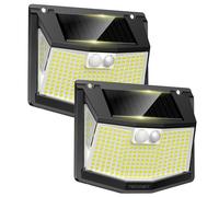 TECKNET Lampe Solaire Extérieur, 248 LEDs, Projecteur Solaire avec Éclairage à 300°, Lampe Murale Étanche IP66, 3 Modes, avec Détecteur de Mouvement, pour Jardin Allée Garage-2pcs
