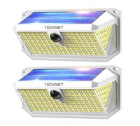 TECKNET Lampe Solaire Extérieur, 4200LM, 416 LEDs, Éclairage à 300°, 3 Modes, avec Détecteur de Mouvement, Lumiere Solaire Étanche IP66 pour Clôture, Ccour, Patio, Jardin, Garage, etc- 2 pcs