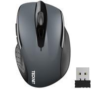 TECKNET M003 Souris Sans Fil Ergonomique - 5 DPI, USB Plug & Play Connexion longue distance stable - Gris
