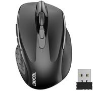 TECKNET M003 Souris sans fil ergonomique et silencieuse - 6 niveaux DPI - USB - Noir
