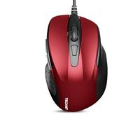 TECKNET Mouse Pro S2 Souris Filaire Optique Haute Précision 6 Boutons 6400 DPI 4 DPI Réglable Souris Ergonomique pour Windows 11/10/8.1/8/Vista/XP/Mac Ordinateur Portable/Bureau Câble 1.5M- Rouge