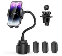 TECKNET Porte-gobelet pour téléphone portable, 2 en 1, universel, réglable, col de cygne, grille d'aération de pare-brise, compatible avec iPhone et tous les smartphones