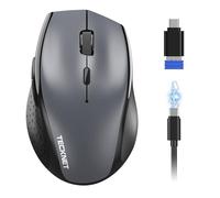 TECKNET Pro Souris Bluetooth sans Fil, Rechargeable, Double BT 5.0+2,4 GHz (Gris)