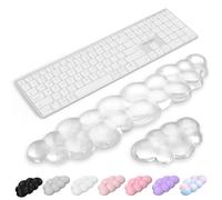 TECKNET Repose-poignet clavier nuage ergonomique, rembourré gel doux et confortable, anti-fatigue, imperméable et anti-salissures, lot 2-en-1 pour bureau/PC/gaming/ordinateur - Transparent