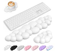 TECKNET Repose-poignet Cloud Ergonomique, Soutien Confortable en Mousse à mémoire et Cuir PU, Atténue la fatigue, Lot 3-en-1 pour Bureau, Ordinateur et Gaming - Blanc