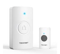 TECKNET Sonnette sans Fil à Pile, Sonnette sans Fil Exterieur Étanche, IP44 Étanche Carillon Electronique, Sonnette de Porte 400M, Carillon Electronique Kit pour Maison, 60 Mélodies, 5 Niveaux Volumes