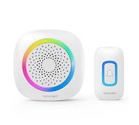 TECKNET Sonnette Sans Fil à Piles, Étanche IP66 Portée 400M RVB Batterie Amovible Sonnette Sans Fil Exterieur, 60 Mélodies et 5 Niveaux, Pour Maison, Hôtel, Bureaux, Urgence etc