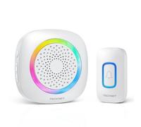 TECKNET Sonnette sans Fil à Piles, Étanche IP66 Portée 400M RVB Batterie Amovible Sonnette sans Fil Exterieur, 60 Mélodies et 5 Niveaux, pour Maison, Hôtel, Bureaux, Urgence etc