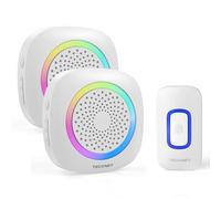 TECKNET Sonnette sans Fil à Piles Exterieur Étanche IP66 RVB Batterie Amovible Portée 400M Two Récepteur, 60 Mélodies et 5 Niveaux, pour Maison, Hôtel, Bureaux, Urgence