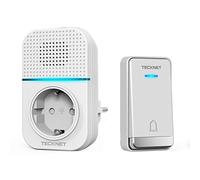 TECKNET Sonnette sans Fil Exterieur Étanche avec Prise, 400M Longue Portée | Auto-alimentée Sans Pile, IP65, 60 Mélodies, 5 Niveaux Volumes (0-110dB), LED, Sonnette de Porte pour Maison, Appartement