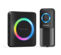 TECKNET Sonnette sans Fil Exterieur Étanche, IP65 Étanche 400 Mètres Sonnette Electronique, Volume à 5 Niveaux, RVB, Noir