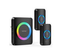 TECKNET Sonnette sans Fil Exterieur Etanche, Sonnette sans Fil Portée 600m, Kit de Sonnette avec 1 Récepteur Enfichable et 2 émetteurs, Indicateur RVB, 60 Mélodies, 5 Niveaux de Volume