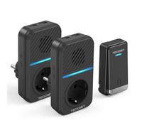TECKNET Sonnette sans Fil Kit, 400M Sonnette de Porte sans Fil Auto-alimentée avec 2 Récepteurs, IP65 Kit de Carillon avec Tomas USB Externas y Luz LED, 60 Mélodies, 5 Niveaux de Volume