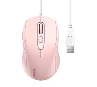 TECKNET Souris avec câble, 3600 DPI Optical Business Mouse Ergonomique Filaire avec 6 Boutons, 4 Niveaux DPI réglables, Plug & Play, pour Ordinateur Portable/PC/Mac - Rose