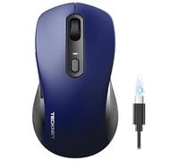 TECKNET Souris Bluetooth Rechargeable, Souris sans Fil Silencieuse et Ergonomique 3 Modes (BT5.0+BT3.0+2.4G), 4800 DPI, 6 Boutons, Souris Ordinateur sans Fil pour PC, Mac, Laptop, Windows, Bleu
