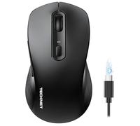 TECKNET Souris Bluetooth Rechargeable, Souris sans Fil Silencieuse et Ergonomique 3 Modes (BT5.0+BT3.0+2.4G), 4800 DPI, 6 Boutons, Souris Ordinateur sans Fil pour PC, Mac, Laptop, Windows