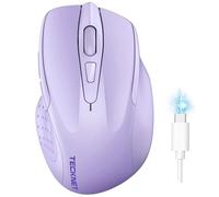 TECKNET Souris Bluetooth,Souris sans Fil Rechargeable Silencieuse 3 Modes (BT5.0/3.0+2.4G) 4800 DPI Souris Ergonomique pour Ordinateurs,Portables,Mac, PC,Windows,Violet Clair