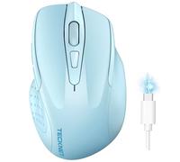 TECKNET Souris Bluetooth,Souris sans Fil Rechargeable Silencieuse 3 Modes (BT5.0/3.0+2.4G) 4800 DPI Souris Ergonomique pour Ordinateurs,Portables,Mac, PC,Windows,Bleu Pâle