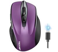 TECKNET Souris Bluetooth,Souris sans Fil Rechargeable Silencieuse 3 Modes (BT5.0/3.0+2.4G) 4800 DPI Souris Ergonomique pour Ordinateurs,Portables,Mac, PC,Windows,Violet