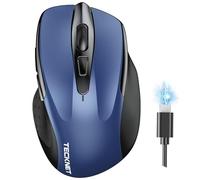 TECKNET Souris Bluetooth,Souris sans Fil Rechargeable Silencieuse 3 Modes (BT5.0/3.0+2.4G) 4800 DPI Souris Ergonomique pour Ordinateurs,Portables,Mac, PC,Windows,Bleu