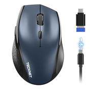 TECKNET Souris Bluetooth, Souris sans Fil Rechargeable Silencieuse 3 Modes (BT5.0/3.0+2.4G) 6400 DPI Réglable Optique Souris Ergonomique pour Ordinateurs Portables, Mac, PC, Windows