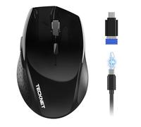TECKNET Souris Bluetooth, Souris sans Fil Rechargeable Silencieuse 3 Modes (BT5.0/5.0+2.4G) 6400 DPI Réglable Optique Souris Ergonomique pour Ordinateurs Portables, Mac, PC, Windows