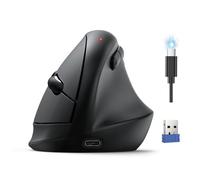 TECKNET Souris sans Fil Ergonomique 2,4 GHz + Bluetooth(BT 5.0/3.0), 4800 DPI Réglable, Recharge USB-C, Verticale Souris Silencieuse, Compatible Windows/Mac/Android/iOS, Noir