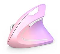TECKNET Souris Ergonomique sans Fil 2.4G, Silencieuse Verticale Souris avec 4800 DPI Réglable, 6 Boutons, LED, Prévention Syndrome de la Souris, pour Droitier, PC, Mac, Rose&Violet