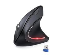 TECKNET Souris Ergonomique sans Fil 2.4G, Verticale Souris Silencieuse | 4800 DPI Réglable, 6 Boutons, LED, Prévention Syndrome de la Souris, pour Droitier, PC, Ordinateur Portable, Mac, Noir