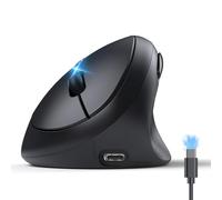 TECKNET Souris Ergonomique sans Fil Bluetooth avec Connectivité 3-Mode (BT5.0/3.0+2.4G), Souris sans Fil Rechargeable, 4800 DPI, Souris Silencieuse Verticale pour PC, iPad, Mac, Windows(Noir)