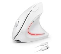 TECKNET Souris Ergonomique sans Fil Rechargeable avec Souris Silencieuse 2.4G, Suivi Optique 4800 DPI Réglable, Lumière LED, 6 Boutons, pour Ordinateurs, Portables, Mac, PC, Windows, Blanc
