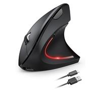 TECKNET Souris Ergonomique sans Fil Rechargeable avec Suivi Optique 4800 DPI Réglable, Souris Silencieuse 2.4G, 6 Boutons, LED pour Ordinateurs, Portables, Mac, PC, Windows, Noir