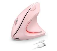 TECKNET Souris Ergonomique sans Fil Rechargeable avec Suivi Optique 4800 DPI Réglable, Souris Silencieuse 2.4G, 6 Boutons, LED pour Ordinateurs, Portables, Mac, PC, Windows, Rose