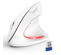 TECKNET Souris Ergonomique sans Fil, Silencieuse Souris Verticale Bluetooth avec 4800 DPI Réglable, 6 Boutons, BT5.0/3.0+2.4G Souris Ordinateur pour Droitier, PC, Ordinateur Portable, Mac,Blanc