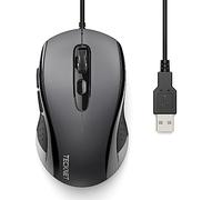 TECKNET Souris Filaire USB: 6400 DPI Souris avec Fil 6 Boutons Souris Suivi Optique, Souris Gaming pour Ordinateur Portable PC/Mac/Bureau - Gris