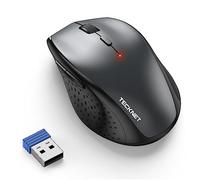 TECKNET Souris sans Fil, 2.4G Silencieuse Souris Optique 4800 DPI 6 PPP Ajustables 6 Boutons Récepteur Nano USB Compatible avec Windows, Mac, Macbook, Linux, etc - Gris