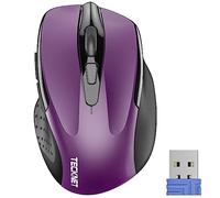 TECKNET Souris sans Fil, 2.4G Souris Optique avec 2600 DPI, Souris Ergonomique pour Ordinateur Portable, PC avec Récepteur USB, Pourpre