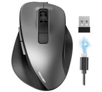 TECKNET Souris sans fil Bluetooth rechargeable avec 3 appareils (2 x Bluetooth + USB), 4800 DPI, 6 boutons, souris sans fil silencieuse ergonomique pour ordinateur portable, PC, tablette, MacBook