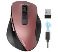 TECKNET Souris sans fil Bluetooth rechargeable avec 3 appareils (2 x Bluetooth + USB), 4800 DPI, 6 boutons, souris sans fil silencieuse ergonomique pour ordinateur portable, PC, tablette, MacBook