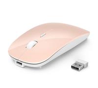 TECKNET Souris sans Fil Bluetooth, Mouse avec DPI Réglable 4800/3200/2400/1600/1200/800, Mini Souris RF 2.4G USB, Souris Wireless 4 Boutons, Portable Bluetooth 5.0 Compatible avec Laptop, Rose