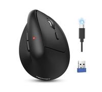 TECKNET Souris sans Fil Ergonomique 2,4 GHz + Bluetooth(BT 5.0/3.0), 4800 DPI Réglable, Recharge USB-C, Verticale Souris Silencieuse, Compatible Windows/Mac/Android/iOS, Noir