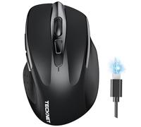 TECKNET Souris sans Fil Rechargeable, Souris Silencieuse, Jusqu'à 90% de Réduction du Bruit, 4800 DPI,6 Boutons de Souris Ergonomiques, Souris USB 2,4 G Compatible avec Ordinateur Portable, Mac,Noir