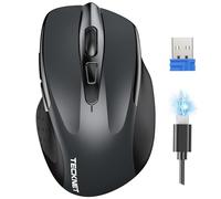 TECKNET Souris sans Fil Rechargeable, Souris Silencieuse, Jusqu'à 90% de Réduction du Bruit, 4800 DPI,6 Boutons de Souris Ergonomiques, Souris USB 2,4 G Compatible avec Ordinateur Portable, Mac, Gris