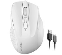 TECKNET Souris sans Fil Rechargeable, Souris Silencieuse, Jusqu'à 90% de Réduction du Bruit, 4800 DPI,6 Boutons de Souris Ergonomiques, Souris USB 2,4 G Compatible avec Ordinateur Portable, Mac, Blanc