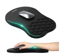 TECKNET Tapis de Souris avec Coussinet Massant Mousse Mémoire, Tapis Souris Base Silicone Antidérapante - Lavable pour Bureau/Travail