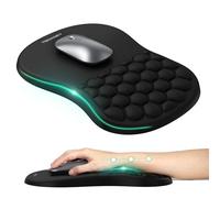 TECKNET Tapis de Souris avec Coussinet Massant Mousse Mémoire, Tapis Souris Base Silicone Antidérapante - Lavable pour Bureau/Travail