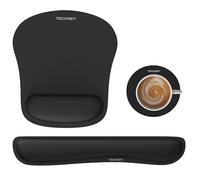 TECKNET Tapis de Souris Ergonomique 3 en 1, Repose-Poignets Clavier et Dessous de Table, Kit de Mouse Pad en Mousse à mémoire de Forme pour Ordinateur de Bureau, Gamer, Antidérapant et Pliable