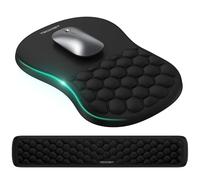 TECKNET Tapis de Souris Ergonomique avec Repose-Poignet Clavier Intégré - Confortable et Massant, Soulage Le Syndrome du Canal Carpien - Compatible PC/Portable