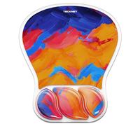 TECKNET Tapis de Souris Ergonomique avec Repose-Poignet en Gel, Surface PVC & Base PU, Imperméable, Anti-Dérapant, Design Deux Tons en S Aéré pour Bureau, Étude, Jeu(Peinture à l'huile)