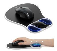 TECKNET Tapis de Souris Ergonomique avec Repose-Poignet en Gel, Surface PVC & Base PU, Imperméable, Anti-Dérapant, Design Deux Tons en S Aéré pour Bureau, Étude, Jeu(Noir et Bleu)